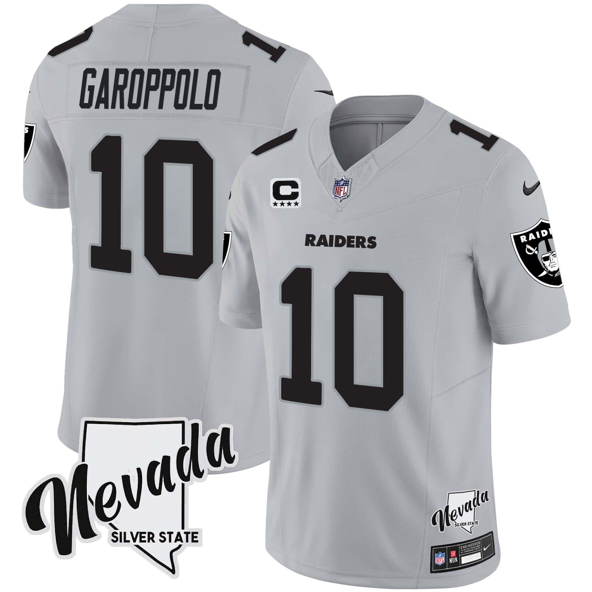Men Oakland Raiders #10 Garoppo Grey 2024 Nike Nevada Silver State Patch Vapor NFL Jersey->indianapolis colts->NFL Jersey